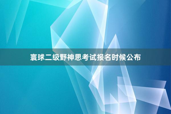 寰球二级野神思考试报名时候公布